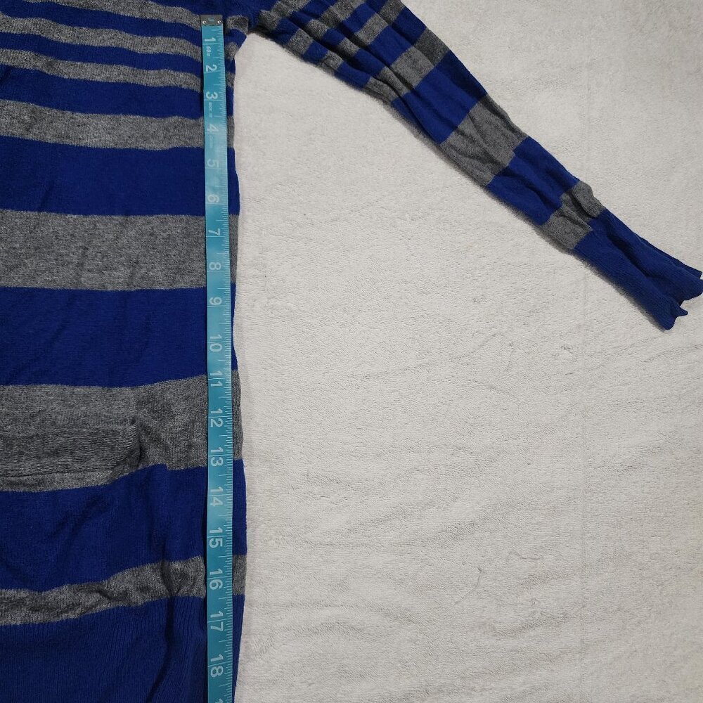 JCP Cashmere Modal Blend Long Sleeve Button Up Striped Gray Royal Blue Cardigan - Picture 5 of 6